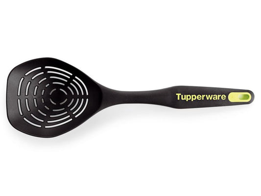 tupperware scoop n drain noir avec logo jaune